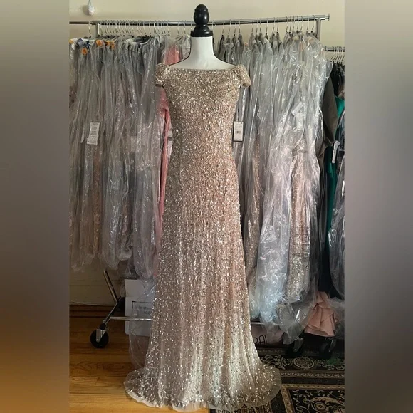 Adrianna Papell
Off-the-Shoulder Sequined Gown - Picture 2 of 7